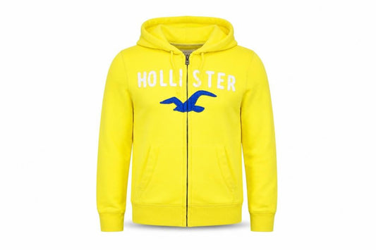 Front view of Hollister Yellow Hooded Jacket -, size S, unisex