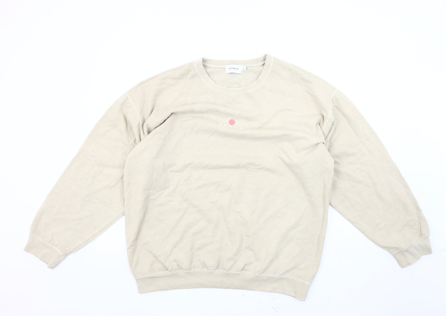 Topman Men's Beige Pullover Sweatshirt L