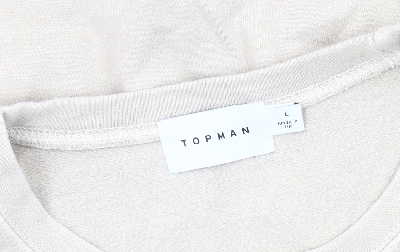 Topman Men's Beige Pullover Sweatshirt L