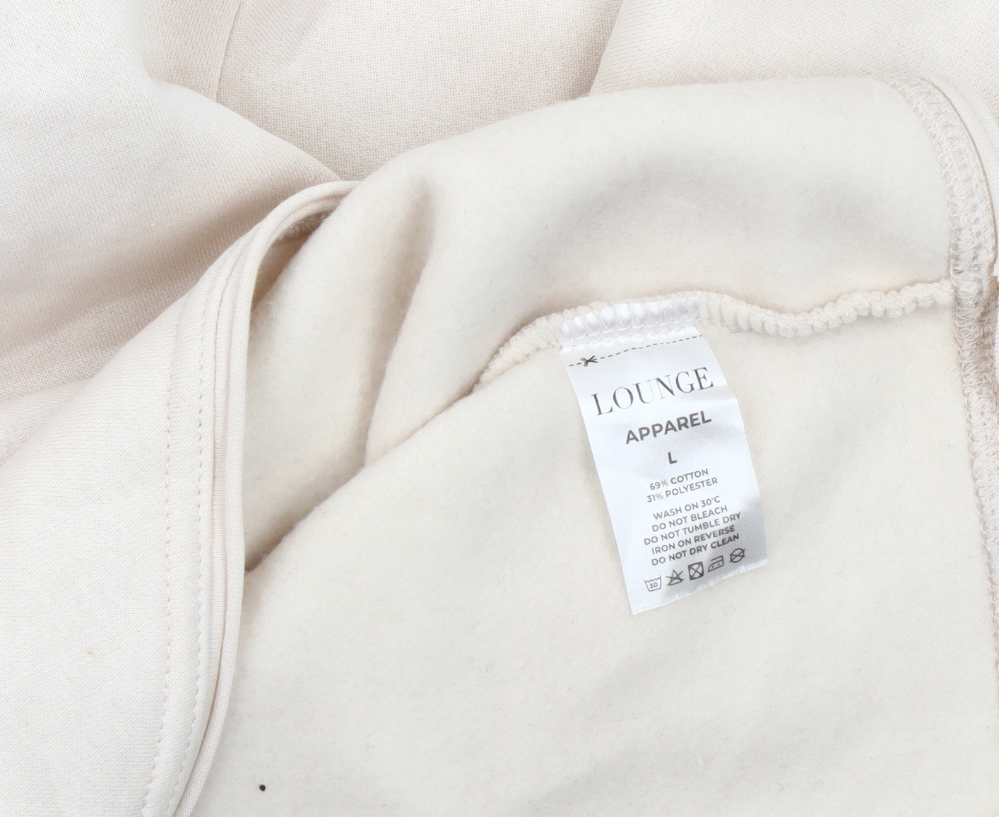 Lounge Women’s Beige Hoodie, Large, Cotton Blend