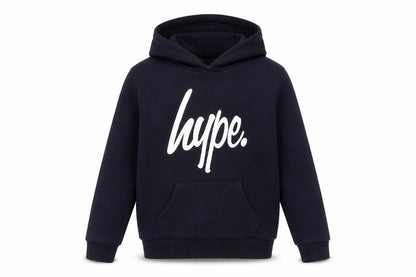 Front view of Hype boys’ black pullover hoodie, 11-12 years, stylish casual