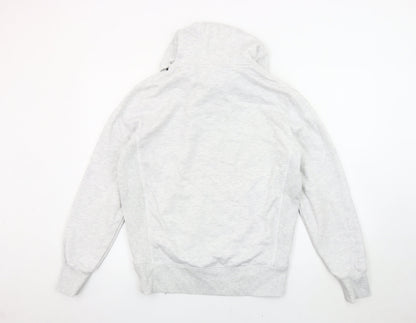 Superdry Men's Grey Pullover Hoodie - Small, Logo Accents