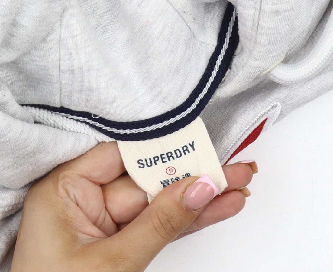 Superdry Men's Grey Pullover Hoodie - Small, Logo Accents