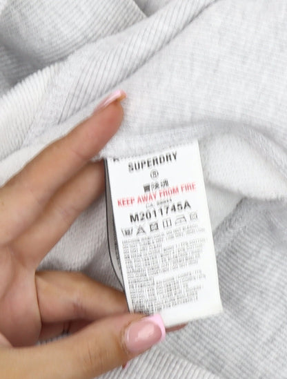 Superdry Men's Grey Pullover Hoodie - Small, Logo Accents