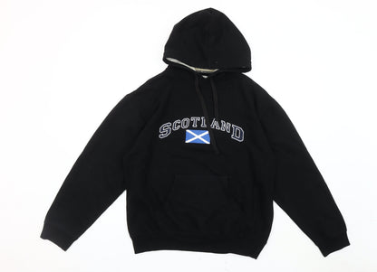 Mens UK Size M Scotland Black Pullover Hoodie