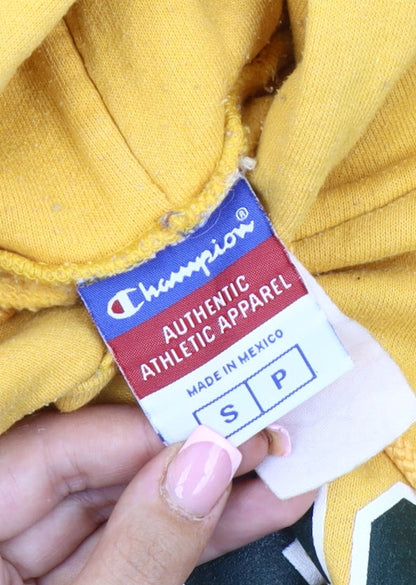 Mens UK Size S Champion Yellow Pullover Hoodie