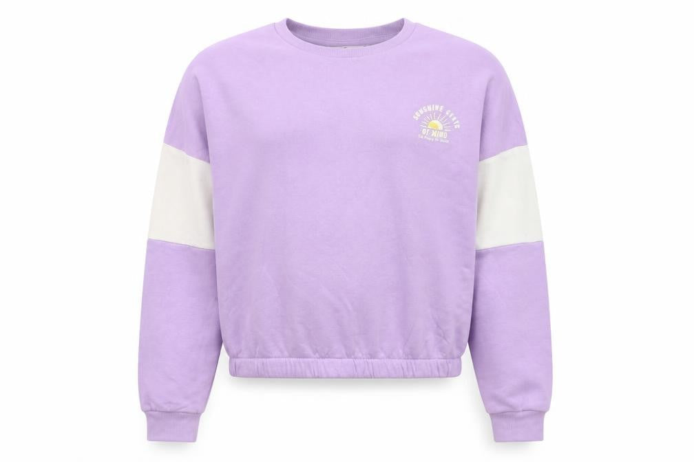 Front view of Marks & Spencer girls’ purple pullover sweatshirt, 11-12 years