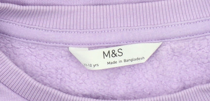 Marks and Spencer Girls Purple Pullover Sweatshirt, 11-12 Years