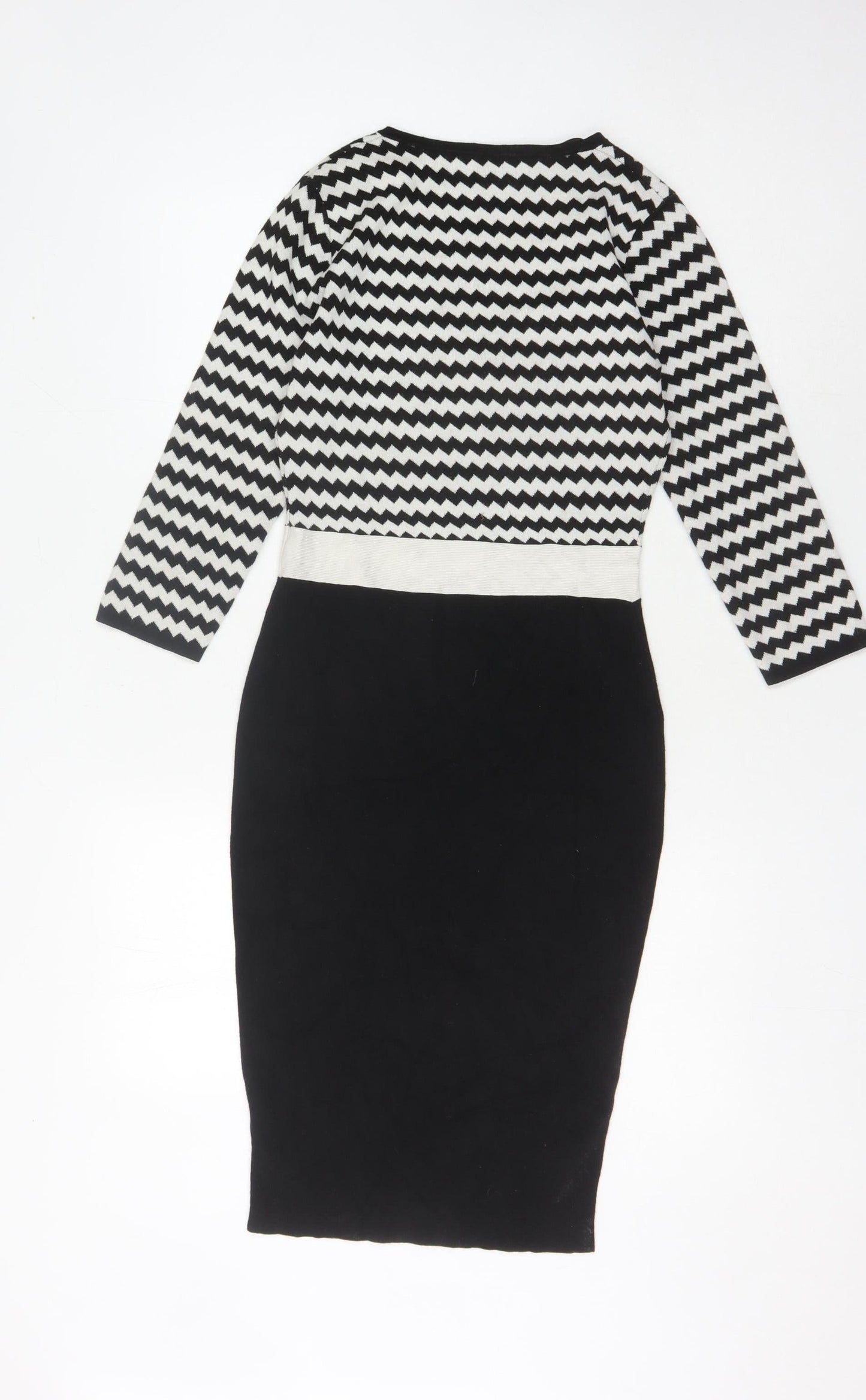 Paul Costelloe Black Chevron Sheath Dress XS Women