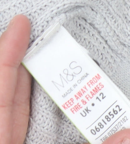 Marks and Spencer Women's Grey Knit Open Front Cardigan, Size 12