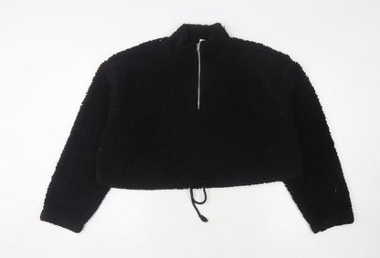 Topshop Women's Black Fleece Pullover - Size 14