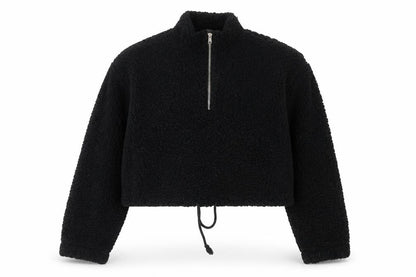 Topshop Women's Black Fleece Pullover - Size 14