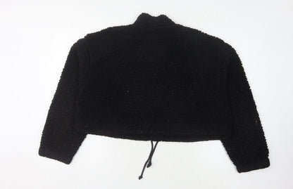 Topshop Women's Black Fleece Pullover - Size 14