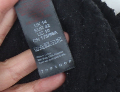 Topshop Women's Black Fleece Pullover - Size 14