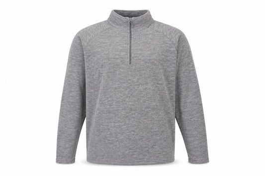 Front view of Mountain Warehouse unisex grey 1/4 zip fleece sweatshirt l