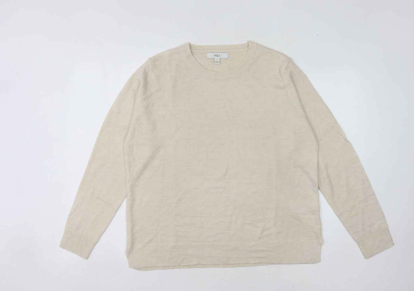 Womens UK Size 14 Marks and Spencer Beige Pullover Jumper