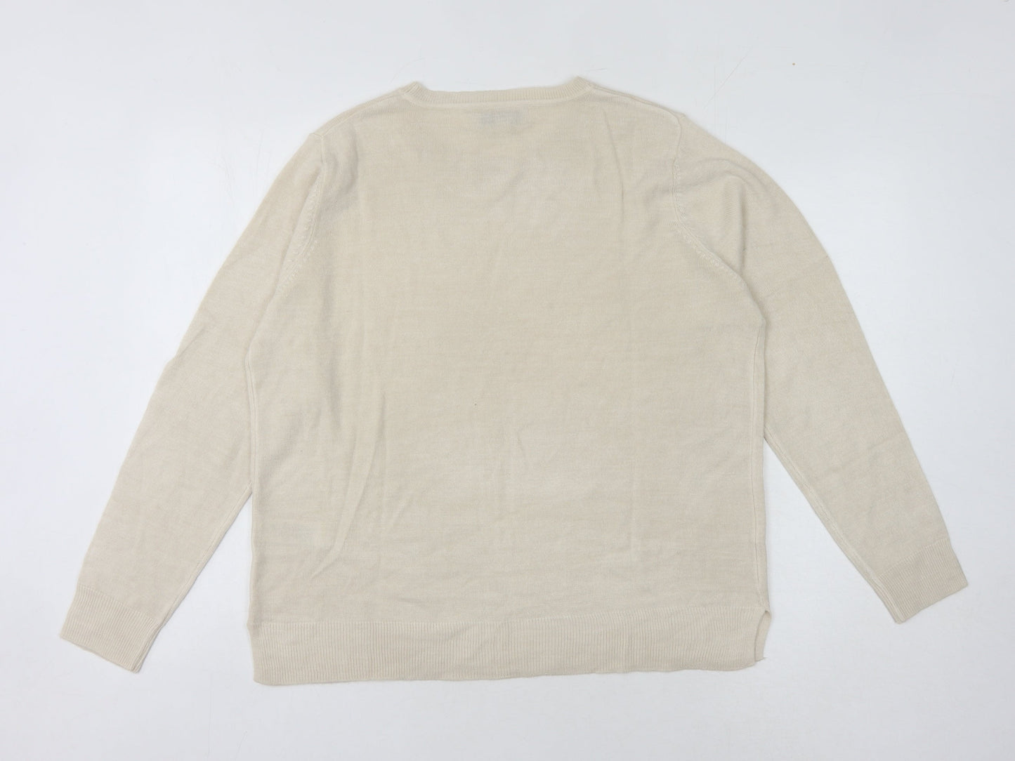 Womens UK Size 14 Marks and Spencer Beige Pullover Jumper