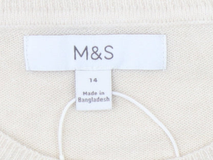 Womens UK Size 14 Marks and Spencer Beige Pullover Jumper