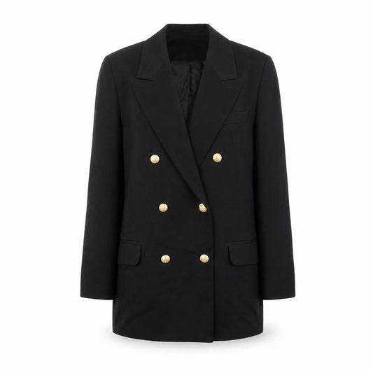 Robe Women's Black Double-Breasted Blazer, Size 12
