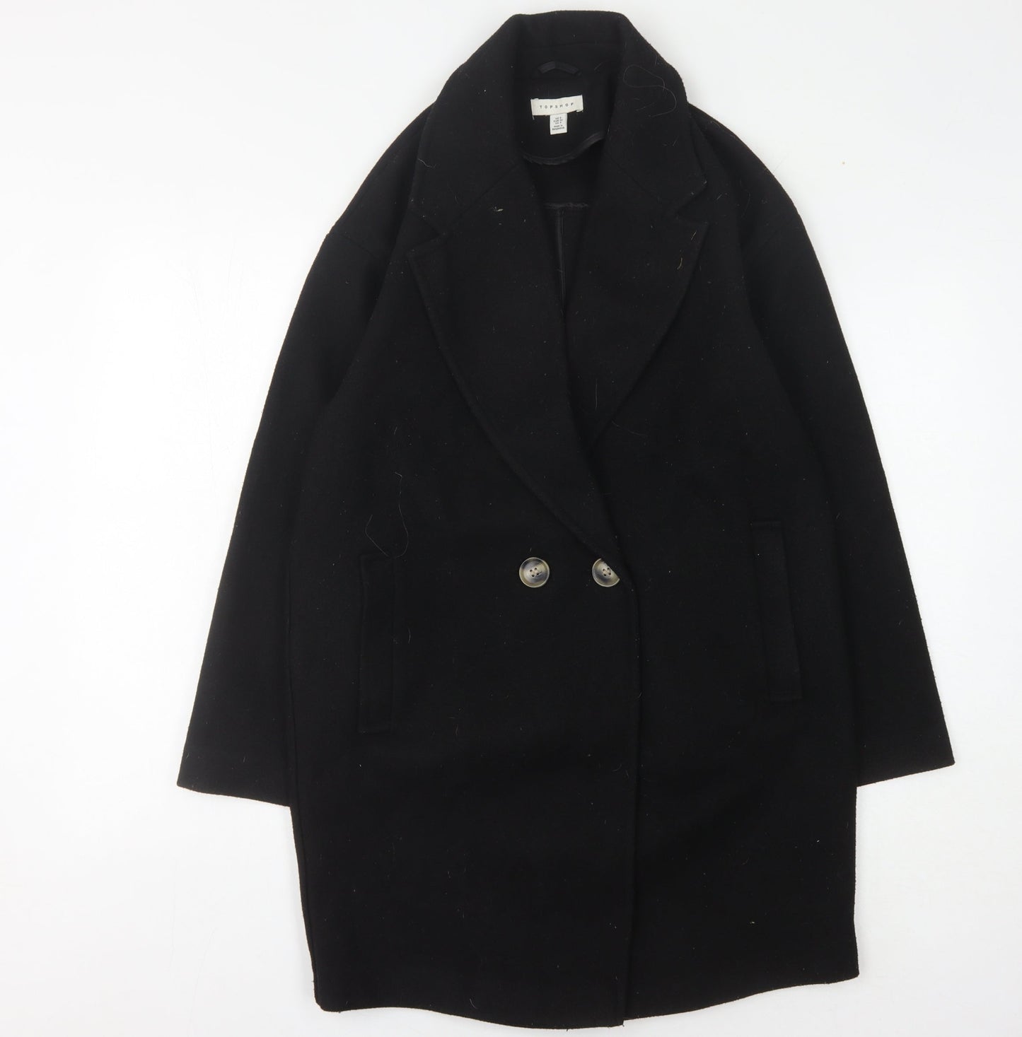 Womens UK Size 8 Topshop Black Overcoat