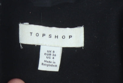 Womens UK Size 8 Topshop Black Overcoat