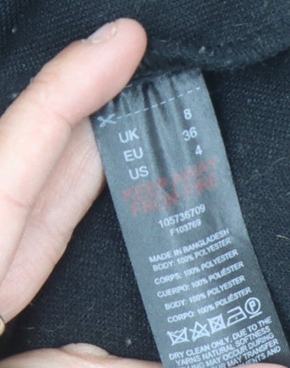 Womens UK Size 8 Topshop Black Overcoat