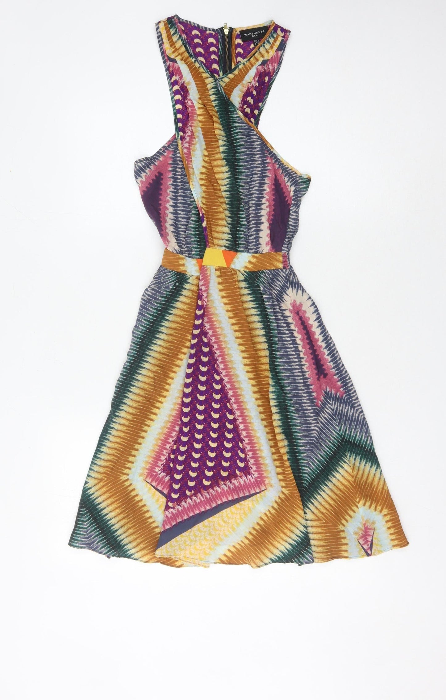Warehouse Women Multicoloured Silk Sleeveless Dress