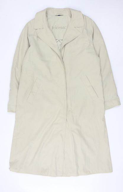 Telemac Women's Beige Trench Coat M Casual Long Sleeve