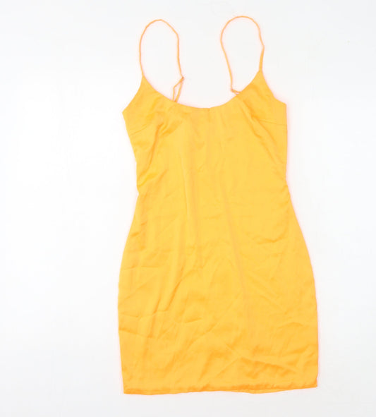 Oh Polly Women’s Orange Slip Dress Size 8 Scoop Neck
