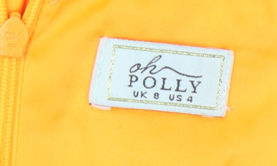 Oh Polly Women’s Orange Slip Dress Size 8 Scoop Neck