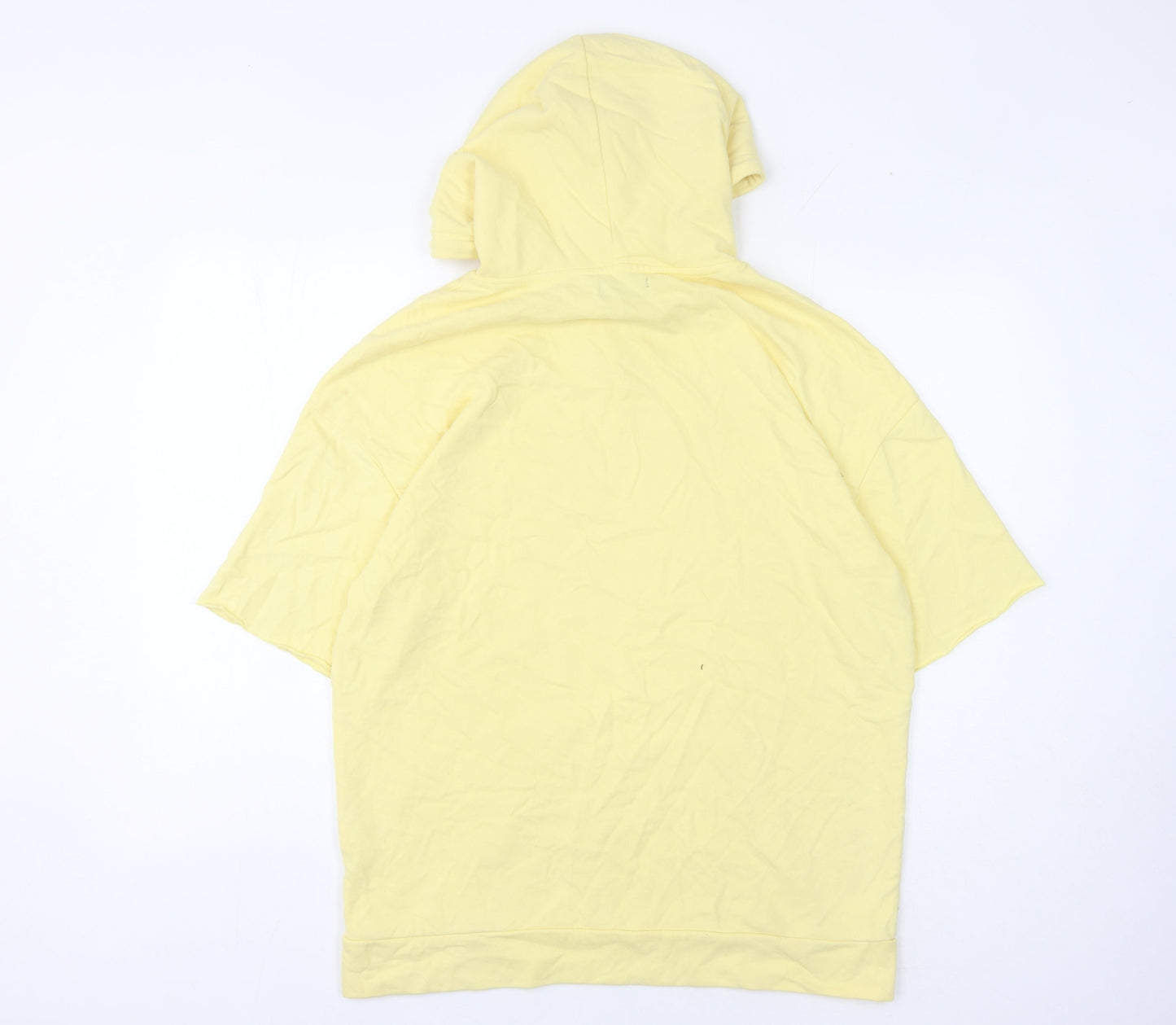 Zara Men Yellow Pullover Hoodie L Cotton Blend