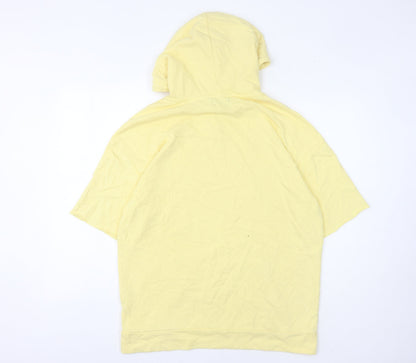 Zara Men Yellow Pullover Hoodie L Cotton Blend