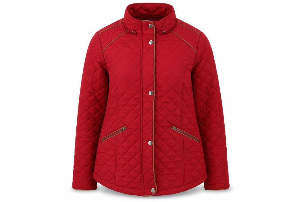 Womens UK Size 16 Cotton Traders Red Quilted Coat