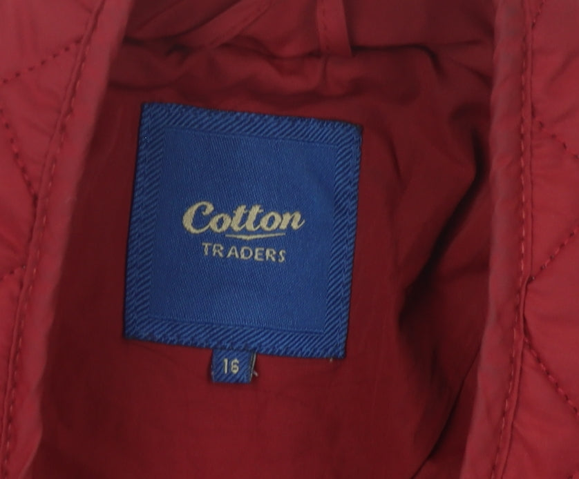Womens UK Size 16 Cotton Traders Red Quilted Coat