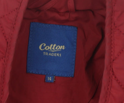 Womens UK Size 16 Cotton Traders Red Quilted Coat