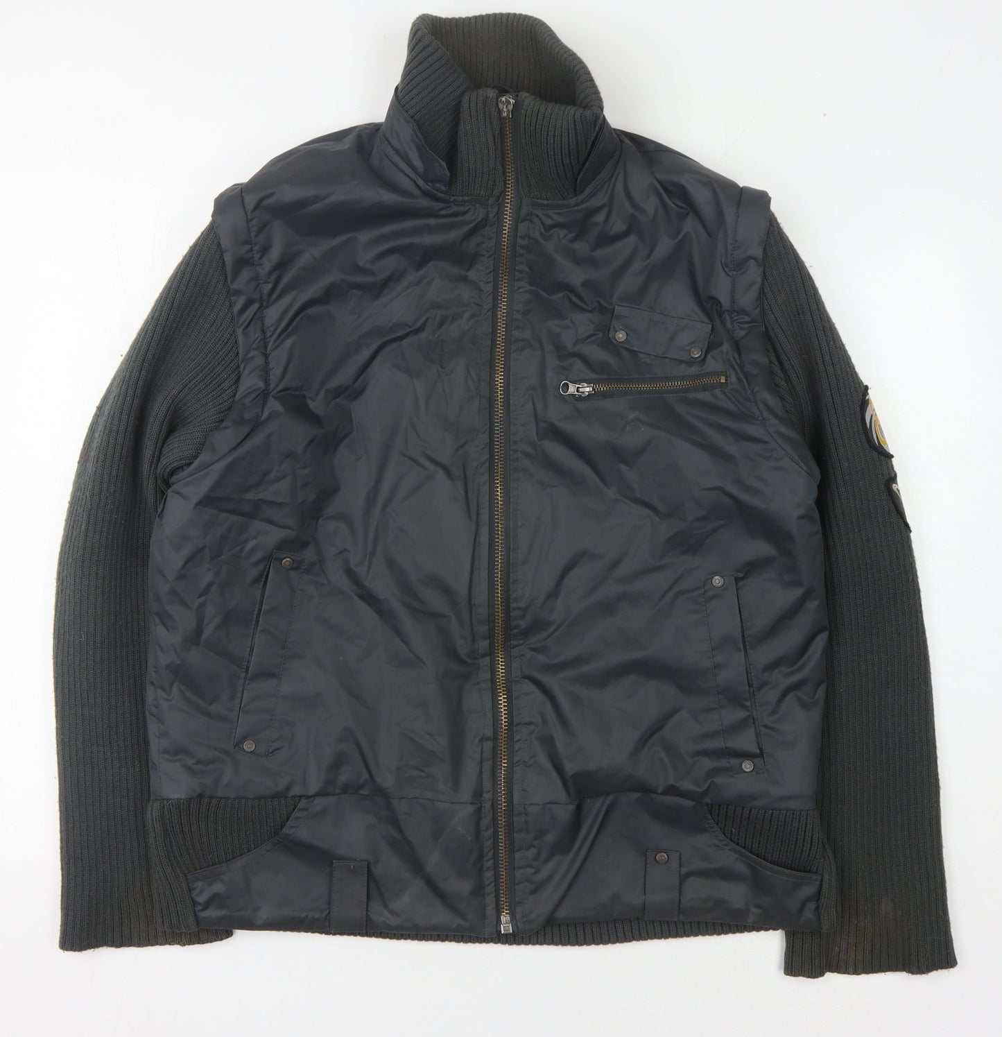 Mens UK Size L Petroleum Grey Bomber Jacket