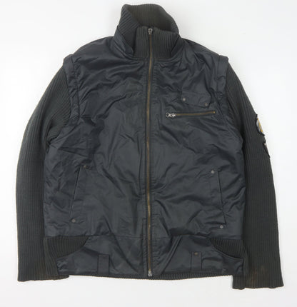 Mens UK Size L Petroleum Grey Bomber Jacket