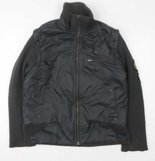 Mens UK Size L Petroleum Grey Bomber Jacket