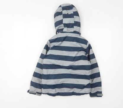 Trespass Boys Blue Striped Parka Jacket 5-6 Years Waterproof