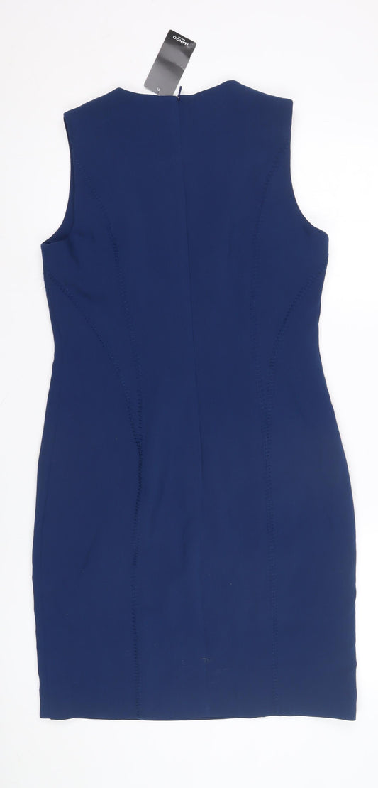 Mango Women's Blue Sleeveless Dress, Size 12, New
