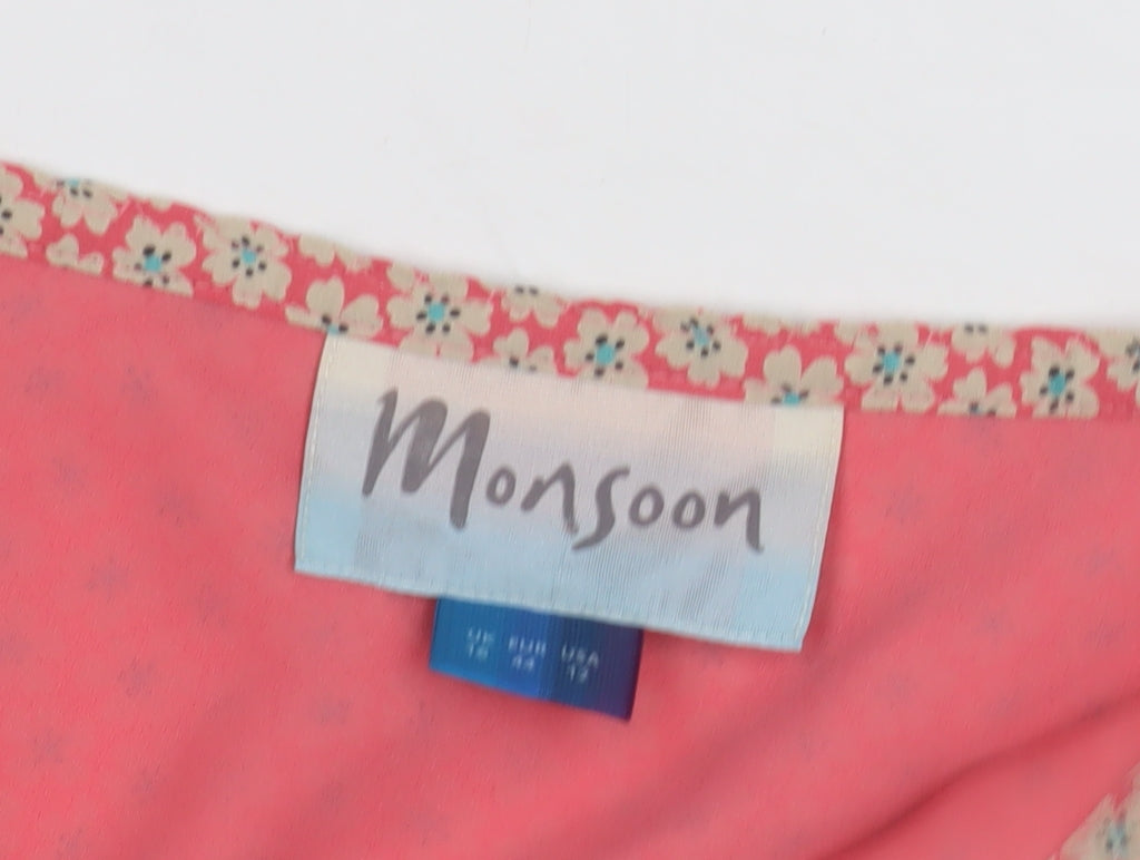 Monsoon Women's Pink Floral Skirt - UK 12