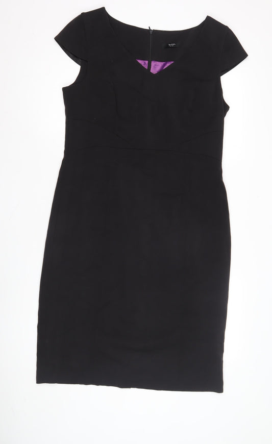 BHS Women's Black Sheath Dress Size 16 Elegant Classic