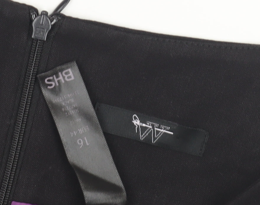 BHS Women's Black Sheath Dress Size 16 Elegant Classic