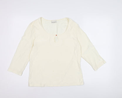 Minuet Women Ivory Top Size 14 3/4 Sleeve Round Neck