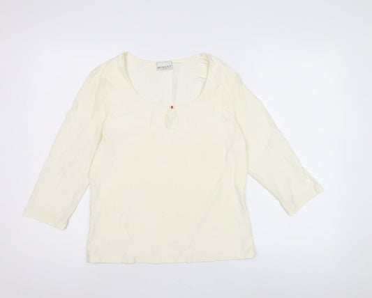 Minuet Women Ivory Top Size 14 3/4 Sleeve Round Neck