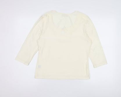 Minuet Women Ivory Top Size 14 3/4 Sleeve Round Neck