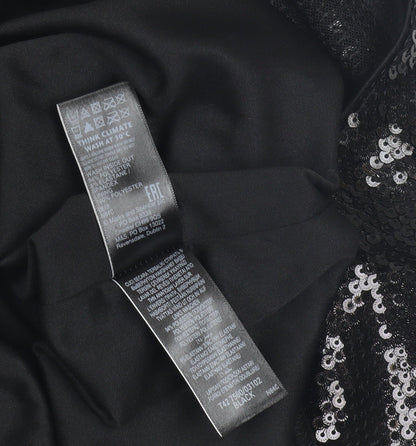 Marks and Spencer Black Sequin Long Sleeve Dress - Size 6