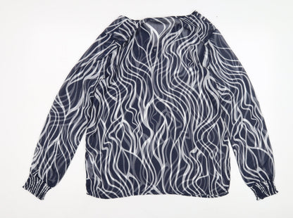 Womens UK Size S ICHI Blue Tunic Blouse