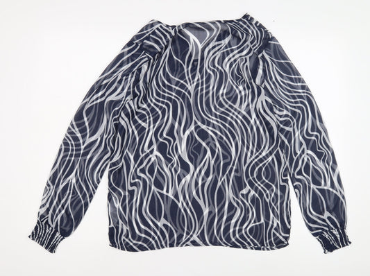 Womens UK Size S ICHI Blue Tunic Blouse