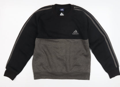 Adidas Boys' Black Colourblock Pullover Sweatshirt - Size 4